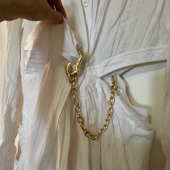 NWT Jonathan Simkhai Fraya Plisse Poplin Dress White - Picture 7 of 16